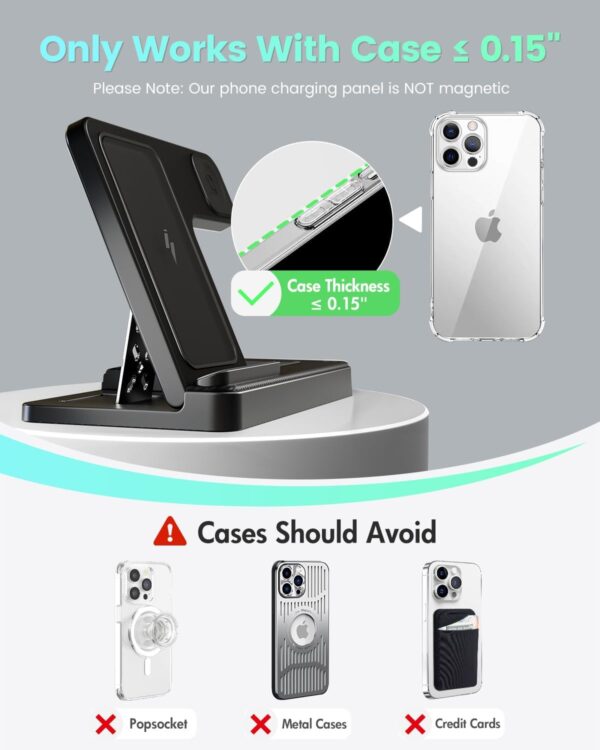 Wireless Charger iPhone Charging Station: 3 in 1 Charger Stand Multiple Devices for Apple - iPhone 16 15 14 Pro Max 13 12 11 - Watch 10 9 8 7 6 5 4 3 2 SE and Ultra Series - Airpods 4 3 2 Pro - Image 4