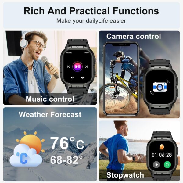 Smart Watch for Men Fitness Tracker: Make/Answer Call Military Smart Watches for Men Digital Mens Watches Running Waterproof Smartwatch Android Phones iPhone Samsun - Image 5