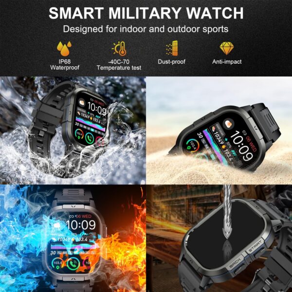 Smart Watch for Men Fitness Tracker: Make/Answer Call Military Smart Watches for Men Digital Mens Watches Running Waterproof Smartwatch Android Phones iPhone Samsun - Image 4