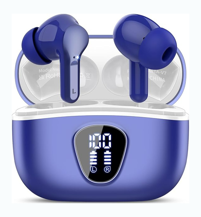 Wireless Bluetooth 5.4 Earbuds, HiFi Stereo, ENC Noise Cancelling Mic, IP7 Waterproof, 48H Playtime, LED Display – for Workout & Sports